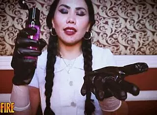 nurse's long latex gloves hide intriguing medical secrets
