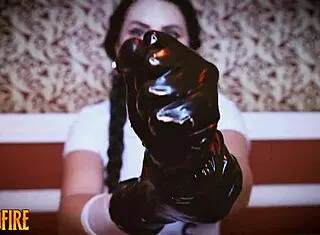 nurse's long latex gloves hide intriguing medical secrets