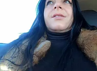 cheating wife fur-coat shopping sucks husbands friend cock outdoor then takes it deep