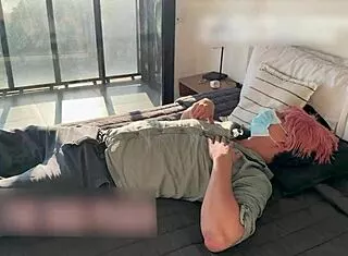 Janitor whore cleans cock intensely with sex toy public