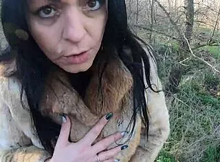 cheating wife fur-coat shopping sucks husbands friend cock outdoor then takes it deep