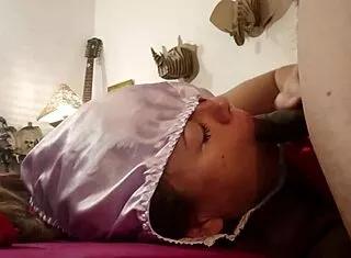 French slut in satin lingerie fucked balls licked ass to mouth cumshot
