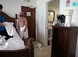 Busty Maid Fucks for Tips Dirty Moaning Cowgirl Creampie