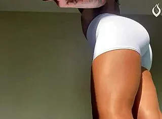 brunette tries gym shorts begs ass cum 😈💦