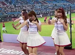 baseball cheerleaders dance with perfect sexy bodies teasing