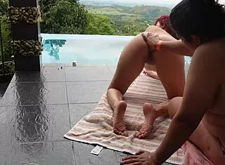 damn, giving my stepsister that outdoor massage turns into huge tits worship