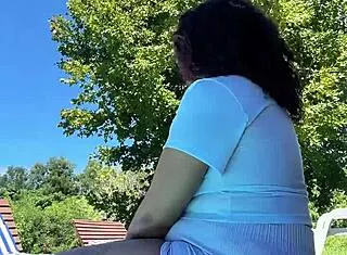Chubby Latina Big Ass Farts Poolside in Tight Leggings