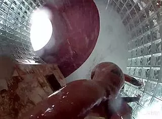 Christy Mack's tattooed tits and ass tease in backstage shower fun
