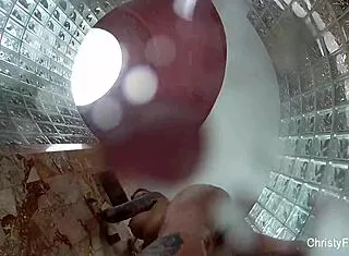 Christy Mack's tattooed tits and ass tease in backstage shower fun