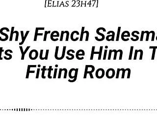 m4f shy french salesman you drag into fitting room for oral face riding fdom real accent