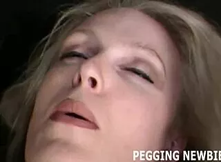 Hard strapon pegging dominates bisexual sub deep