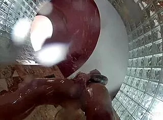 Christy Mack's tattooed tits and ass tease in backstage shower fun