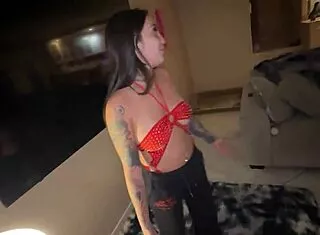 Cheating on her demands crazy sloppy deepthroat gagging and ball licking in pantyhose