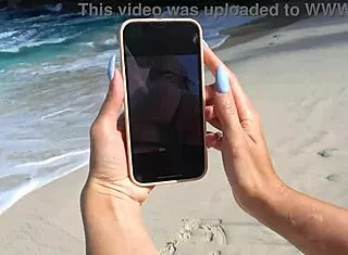 Hot brunette stranger gives deep sloppy beach blowjob with face fucking cumshot