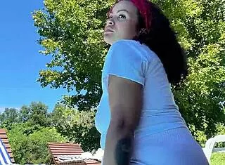 Chubby Latina Big Ass Farts Poolside in Tight Leggings