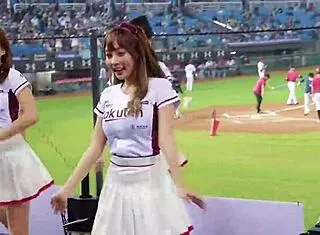 baseball cheerleaders dance with perfect sexy bodies teasing