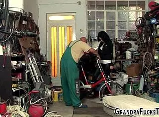 Peeing Teen Fucks Grandpa Hard