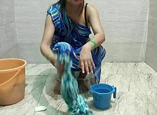 Stepmom Begs Stepsons Cock While Cleaning Clothes!