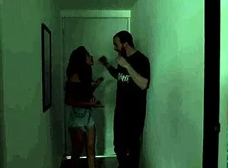 petite latina sneaks guy in room for secret fuck