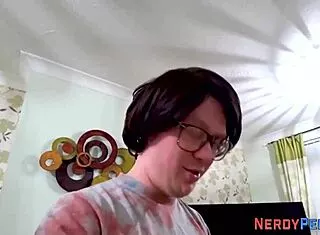 Big Tit British Slut Tricked into Swallowing Nerd's Thick Cock