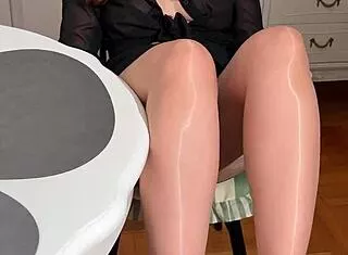 guy humiliated by nylon footjob heels and cums in pants on first date pov