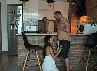 wife sneaks blowjob on hubby's best friend dick behind his back 😈💦