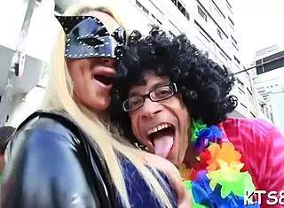 Shemale Tranny Wins Contest to Pound Mate's Ass with Monster Cock