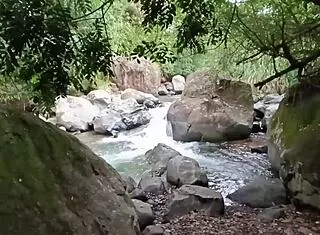 Outdoor couple deepthroats cumshot finale in forest fuck bliss