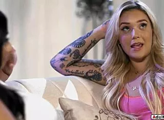 Blonde facesat first time by her busty best friend