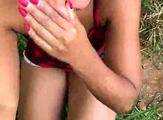 brazilian brunette invites guy into woods for wild pussy fuck
