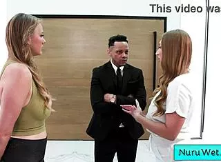 TWO BUSTY NURU MASSEUSES GRIND WET TITS - Skylar Snow and Jasmine Daze