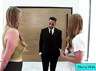 TWO BUSTY NURU MASSEUSES GRIND WET TITS - Skylar Snow and Jasmine Daze