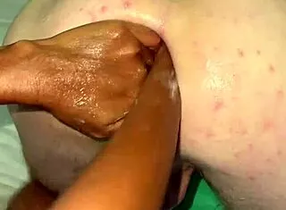 Her wrecking ball fists destroy my gaping asshole in femdom fisting