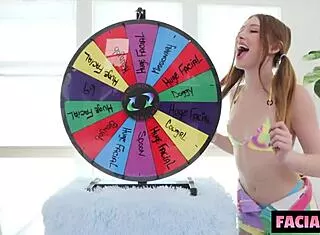 who spins the wheel on myra moans tight pussy then facial frosting mmf