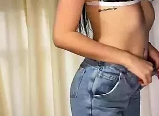 petite latina teen slowly rips clothes in solo striptease, revealin' her sexy undressin' body n shaved pussy