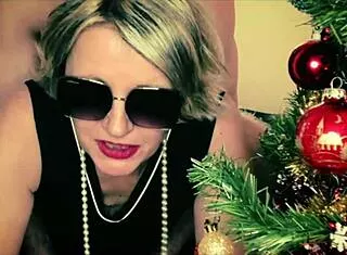 stepmom's dry anal surprise while hanging christmas balls homemade!