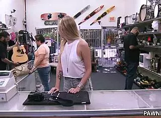 gorgeous blonde surrenders ass at pawn shop for cash