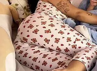 chubby ebony babe farts loud on bed showing fat ass
