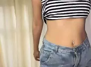petite latina teen slowly rips clothes in solo striptease, revealin' her sexy undressin' body n shaved pussy
