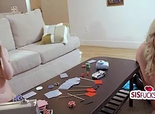 game night bet leads to fingering fucking with hot stepsibs