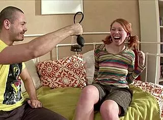 Redhead fuck doll bent over for doggystyle muff pumping