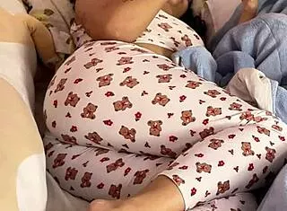chubby ebony babe farts loud on bed showing fat ass