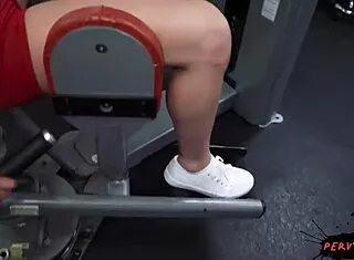 horny blonde teen sneaks into gym for public deepthroat blowjob on big cock