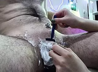 oiled student nurse roleplays dirty hospital wanking with dick shaving ruined orgasms and happy ending handjob!