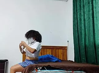 Busty Latina mature flashes student uniform tits!