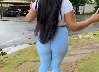 my morning walk in tight leggings hugs my ass so good