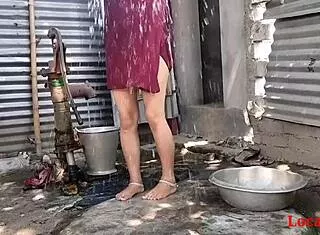 VILLAGE WIFE OUTDOOR FUCKED BY HUSBAND'S FRIEND
