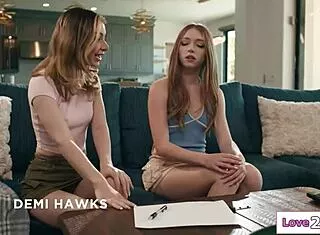 stepfamily licks shaved pussies to bond closer together
