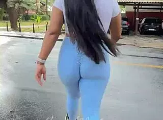 my morning walk in tight leggings hugs my ass so good