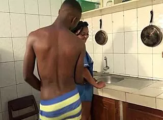 Neighbor girl next door begs creampie fuck in kitchen